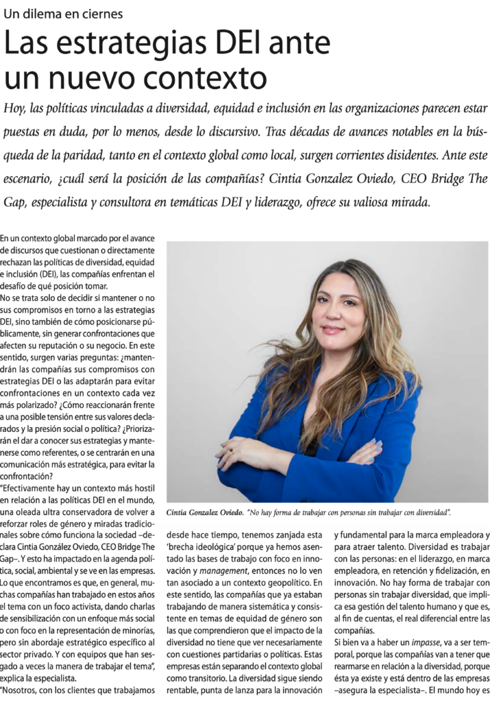 Entrevista sobre Diversidad, Equidad e Inclusión a CEO de Bridge The Gap